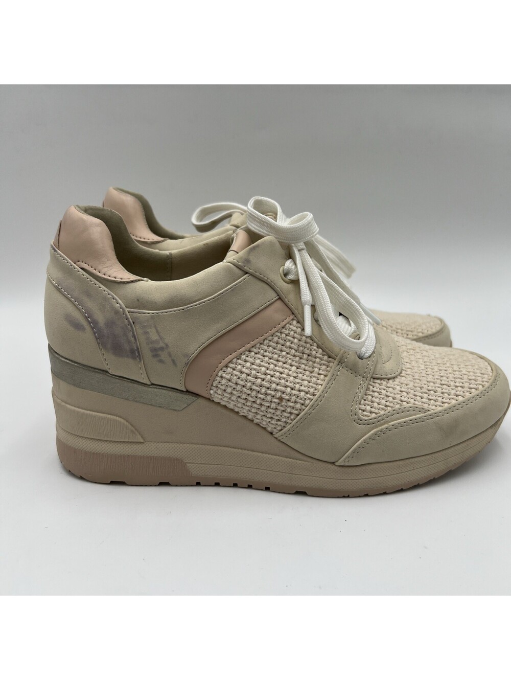 Mix No 6 Women's Saharra Wedge Sneakers Beige Size 7.5M/38